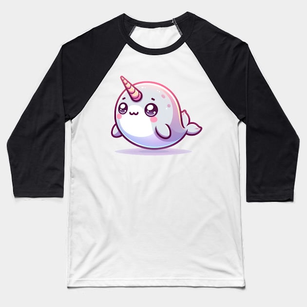 Kawaii Narwhal Baseball T-Shirt by Maries Papier Bleu